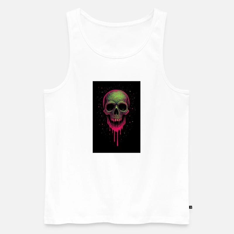 Deathhead – Psychedelischer Neonschädel - Männer Premium Bio Tank Top - Weiß