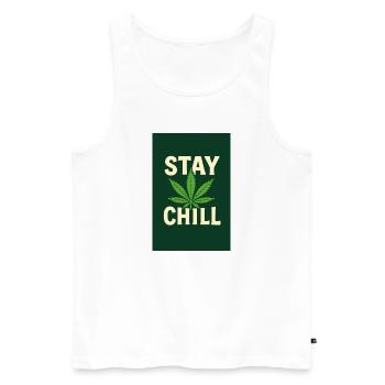 Stay Chill Cannabis Leaf - Men's Premium Organic Tank Top - white - Front - AI Model Male 178 light (178cm)