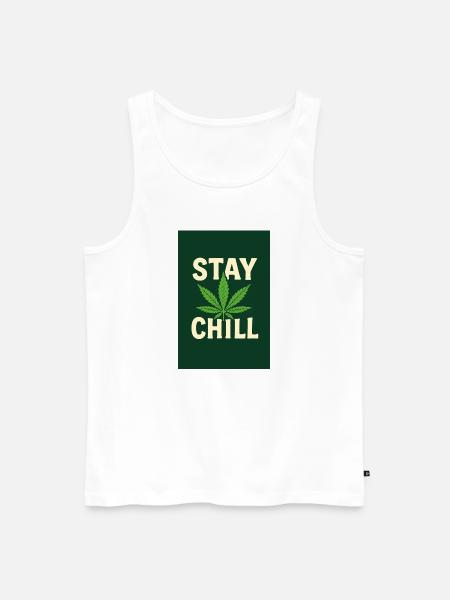 Stay Chill Cannabis Leaf - Men's Premium Organic Tank Top - white