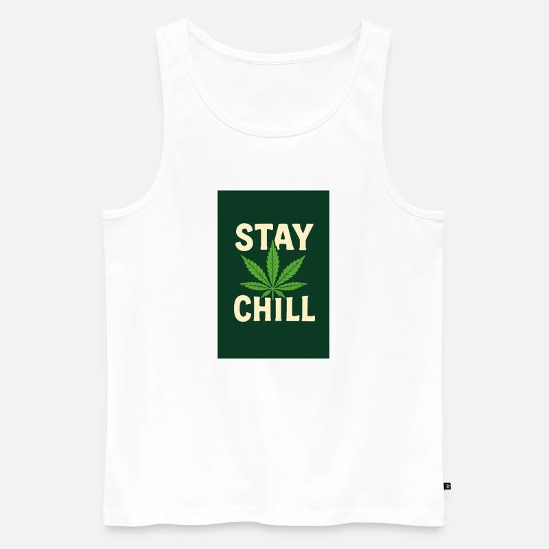 Stay Chill Feuille de Cannabis - Débardeur bio Premium Homme - blanc