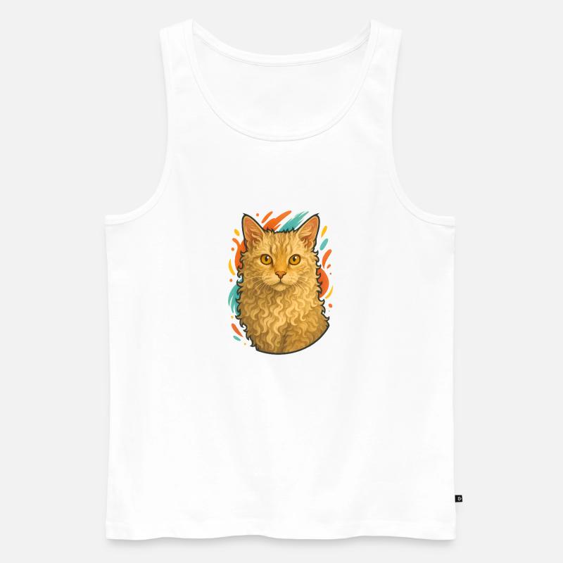 LaPerm Katze mit lebendigem Hintergrund - Männer Premium Bio Tank Top - Weiß