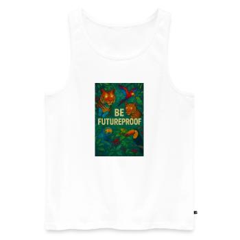 Be future-proof - Men's Premium Organic Tank Top - white - Front - AI Model Male 178 light (178cm)