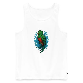 Green Quetzal Bird with Blue Watercolor - Men's Premium Organic Tank Top - white - Front - AI Model Male 178 light (178cm)