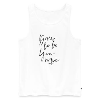 Dare to be younique - Men's Premium Organic Tank Top - white - Front - AI Model Male 178 light (178cm)