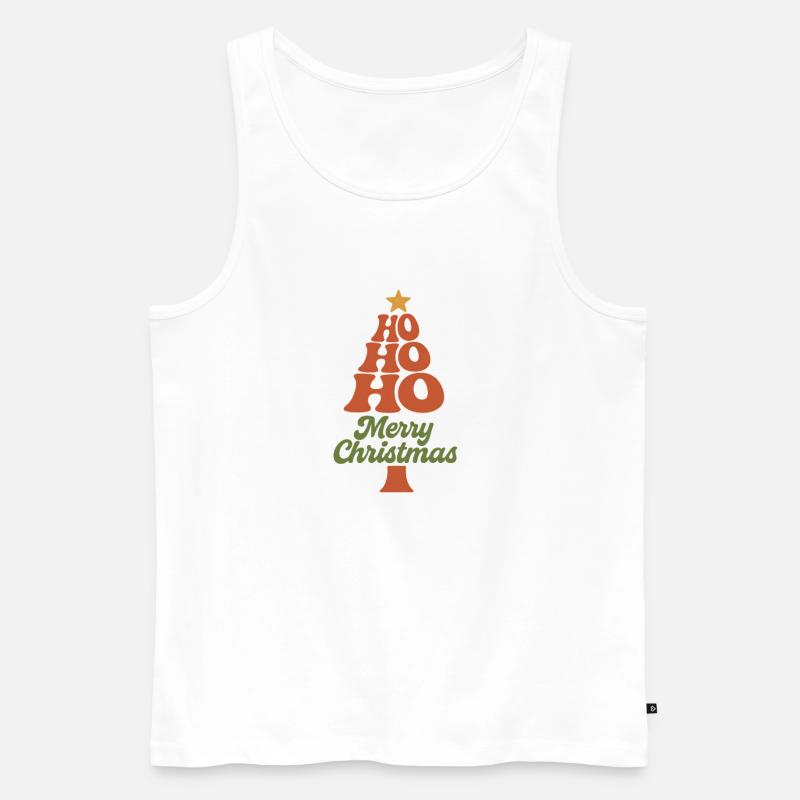 HoHoHo Weihnachtsbaum Typografie - Männer Premium Bio Tank Top - Weiß