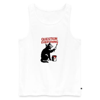 Tout remettre en question : Art des chats - Débardeur bio Premium Homme - blanc - Devant - AI Model Male 178 light (178cm)