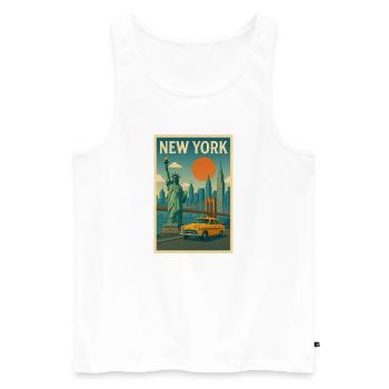 New York Retro City Travel Poster - Men's Premium Organic Tank Top - white - Front - AI Model Male 178 light (178cm)