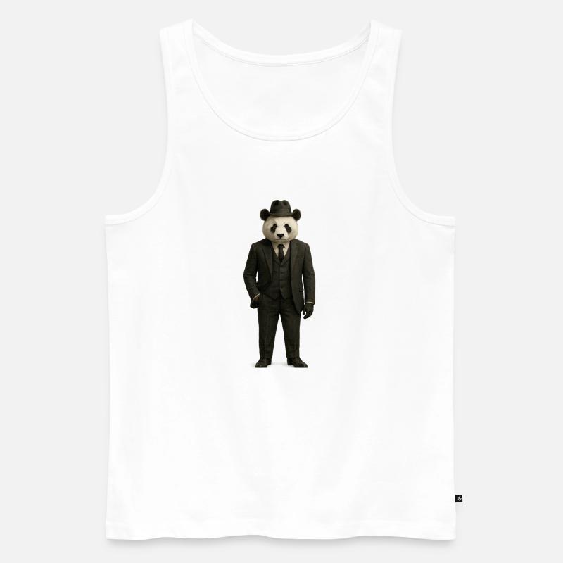 Panda in eleganter Kostüm - Männer Premium Bio Tank Top - Weiß
