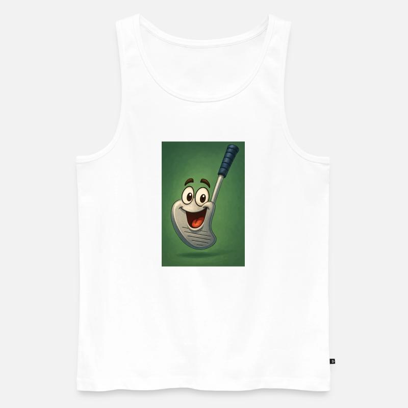 Glücklicher Golfschläger mit Gesicht - Männer Premium Bio Tank Top - Weiß