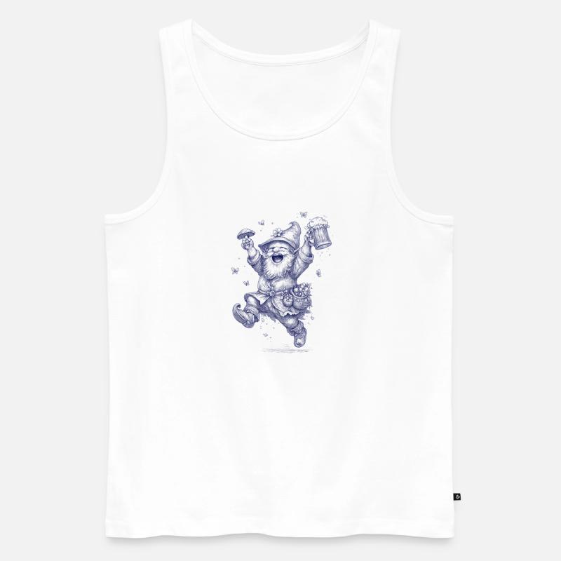 Gnom mit Pilz und Bierglas - Männer Premium Bio Tank Top - Weiß