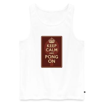 Keep Calm and Pong On / Ping - Männer Premium Bio Tank Top - Weiß - Vorne - Michal (187cm)