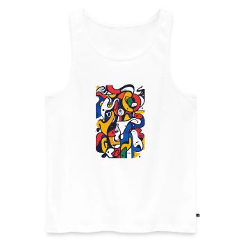 Colorful Lines Mosaic Abstract Artwork Motif - Men's Premium Organic Tank Top - white - Front - AI Model Male 178 light (178cm)