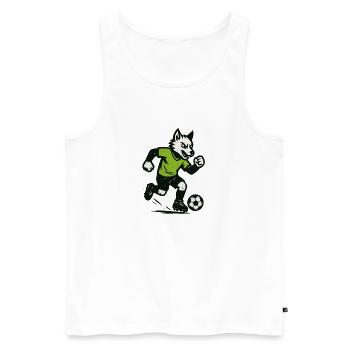Grüner Wolf Fußballdribbler - Männer Premium Bio Tank Top - Weiß - Vorne - Michal (187cm)
