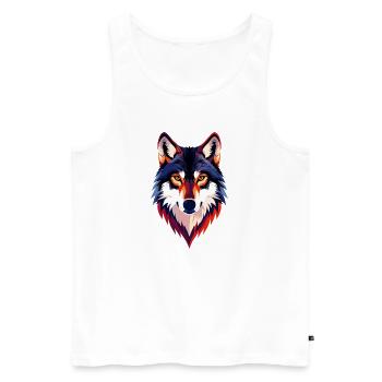 Farbiger Wolfkopf Wolfsblick Wolf Kopf Motiv - Männer Premium Bio Tank Top - Weiß - Vorne - AI Model Male 178 light (178cm)
