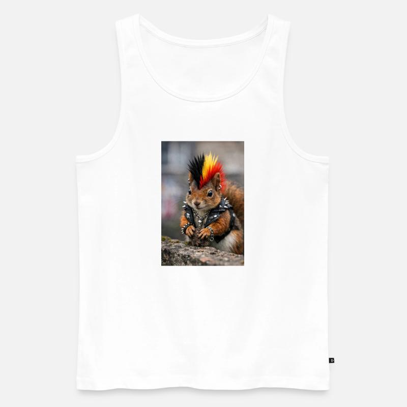 Punk Eichhörnchen mit Lederweste - Männer Premium Bio Tank Top - Weiß