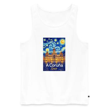 À La Corogne, Espagne - Débardeur bio Premium Homme - blanc - Devant - Michal (187cm)