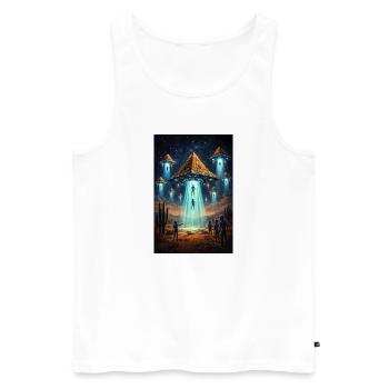 Fusée pyramidale extraterrestre OVNI - Débardeur bio Premium Homme - blanc - Devant - AI Model Male 178 light (178cm)