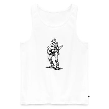 Vintage Gitarrist Noir Illustration - Männer Premium Bio Tank Top - Weiß - Vorne - AI Model Male 178 light (178cm)