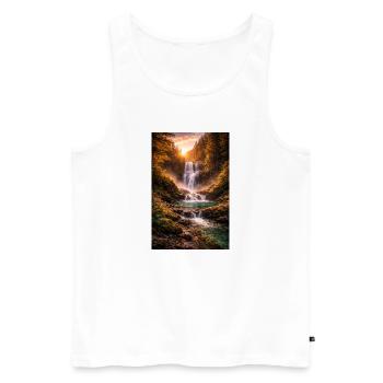 Wasserfall in der Abendsonne - Männer Premium Bio Tank Top - Weiß - Vorne - AI Model Male 178 light (178cm)