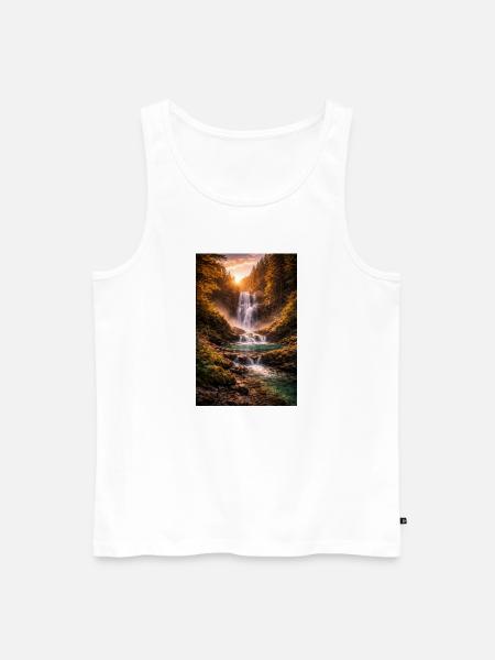 Waterfall in the evening sun - Men's Premium Organic Tank Top - white