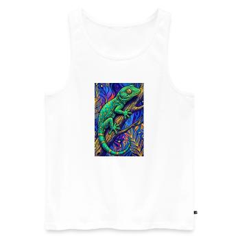 Gecko - Men's Premium Organic Tank Top - white - Front - Michal (187cm)