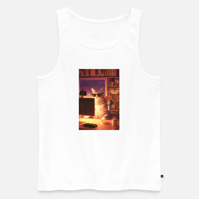 Cat Stream Neon Studio - Männer Premium Bio Tank Top - Weiß