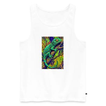 Gecko - Men's Premium Organic Tank Top - white - Front - Michal (187cm)