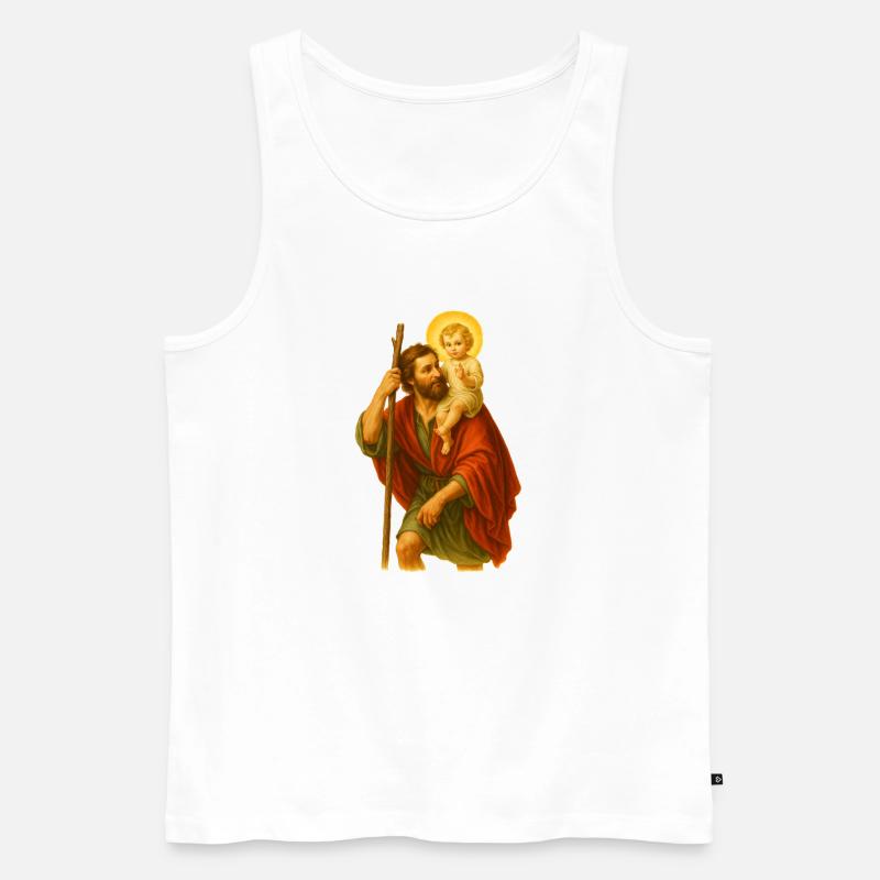 Heiliger Begleiter mit Kind - Männer Premium Bio Tank Top - Weiß