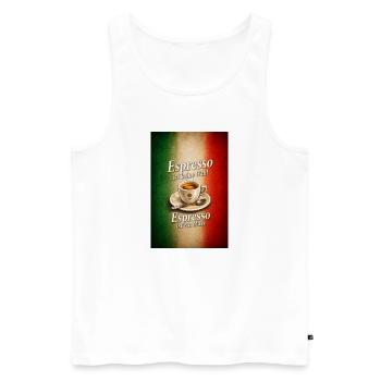 Espresso ist kein Muss Italienischer Stil - Männer Premium Bio Tank Top - Weiß - Vorne - Michal (187cm)