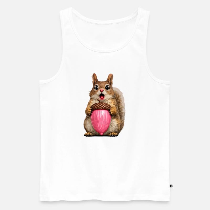 Eichhörnchen mit rosa Eichel - Männer Premium Bio Tank Top - Weiß
