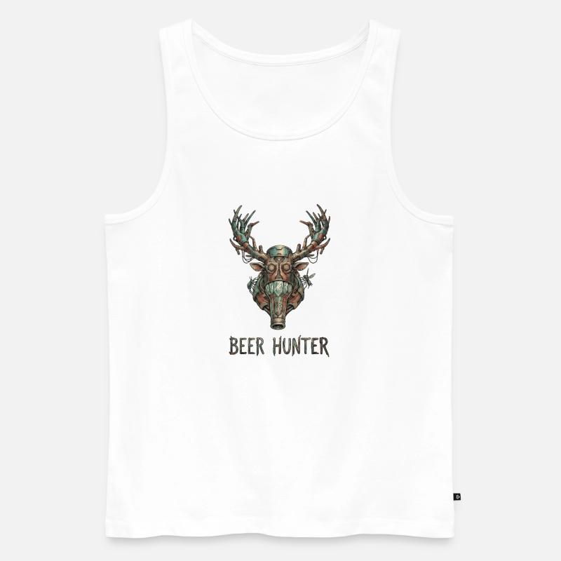 Steampunk-Bierjäger - Männer Premium Bio Tank Top - Weiß