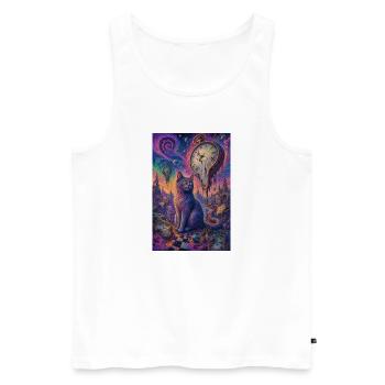 Cosmic Cat and Melting Clocks - Men's Premium Organic Tank Top - white - Front - Michal (187cm)