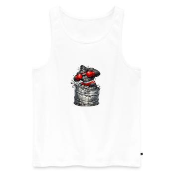 Gorilla boxer out of the barrel - Men's Premium Organic Tank Top - white - Front - Michal (187cm)