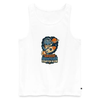 Dino Astronaut – Große Abenteuer starten klein - Männer Premium Bio Tank Top - Weiß - Vorne - Michal (187cm)