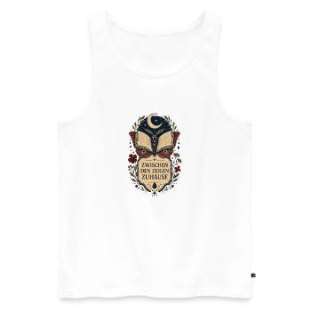 Zwischen den Zeilen zuhause – Bücherliebe - Männer Premium Bio Tank Top - Weiß - Vorne - Michal (187cm)