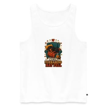 Mein Feierabend hat Fell - Männer Premium Bio Tank Top - Weiß - Vorne - Michal (187cm)