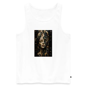 Geometric face in steampunk mosaic - Men's Premium Organic Tank Top - white - Front - Michal (187cm)