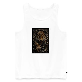 Leopard furious among the blocks - Men's Premium Organic Tank Top - white - Front - Michal (187cm)