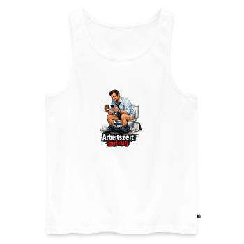 Arbeitszeit Betrug Satire - Männer Premium Bio Tank Top - Weiß - Vorne - Michal (187cm)