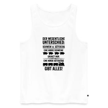 Güterzug VS Schweinehorde - Männer Premium Bio Tank Top - Weiß - Vorne - Michal (187cm)