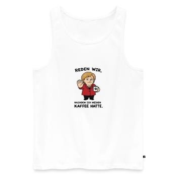 Politikerin Karikatur mit Kaffeebecher - Männer Premium Bio Tank Top - Weiß - Vorne - Michal (187cm)