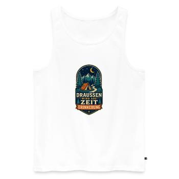 Draußen wird aus Zeit Erinnerung – Camping - Männer Premium Bio Tank Top - Weiß - Vorne - Michal (187cm)