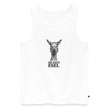 Sei Kein Esel – Karikatur - Männer Premium Bio Tank Top - Weiß - Vorne - Michal (187cm)