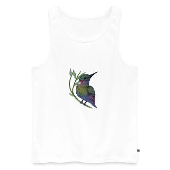 Colibri coloré sur branche de feuille - Débardeur bio Premium Homme - blanc - Devant - Michal (187cm)