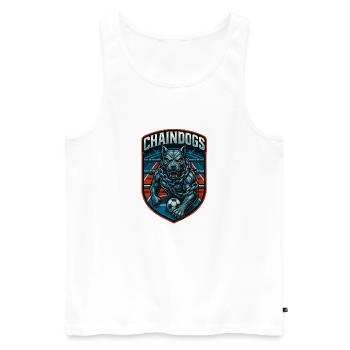Dog Chained Football Patch - Men's Premium Organic Tank Top - white - Front - Michal (187cm)