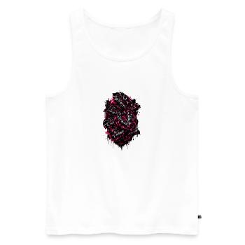 Neon Monstera – Dark Botanical Jungle Design - Männer Premium Bio Tank Top - Weiß - Vorne - Michal (187cm)