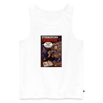 Sternzeichen Skorpion - Wenn „Okay“ nicht okay ist - Männer Premium Bio Tank Top - Weiß - Vorne - Michal (187cm)