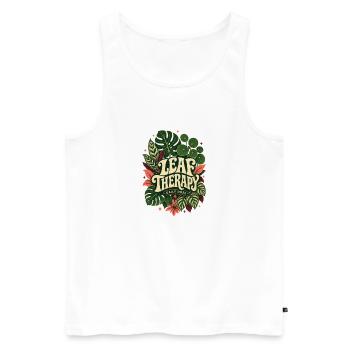 Leaf Therapy – Daily Dose Pflanzen Statement - Männer Premium Bio Tank Top - Weiß - Vorne - Michal (187cm)