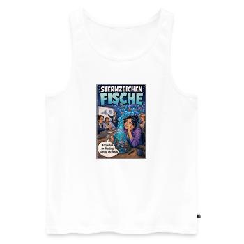Sternzeichen Fische: Im Meeting, geistig im Ozean - Männer Premium Bio Tank Top - Weiß - Vorne - Michal (187cm)