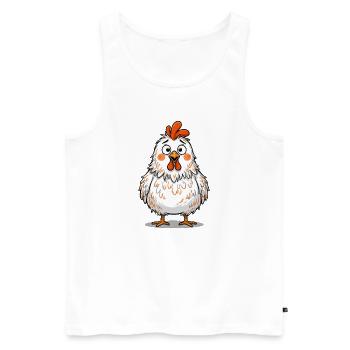 Lustiges Verwirrtes Huhn Funny Chicken - Männer Premium Bio Tank Top - Weiß - Vorne - Michal (187cm)